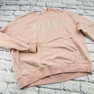 Garage Womans Pale Pink Crewneck Sweater Small Embroidered Milan